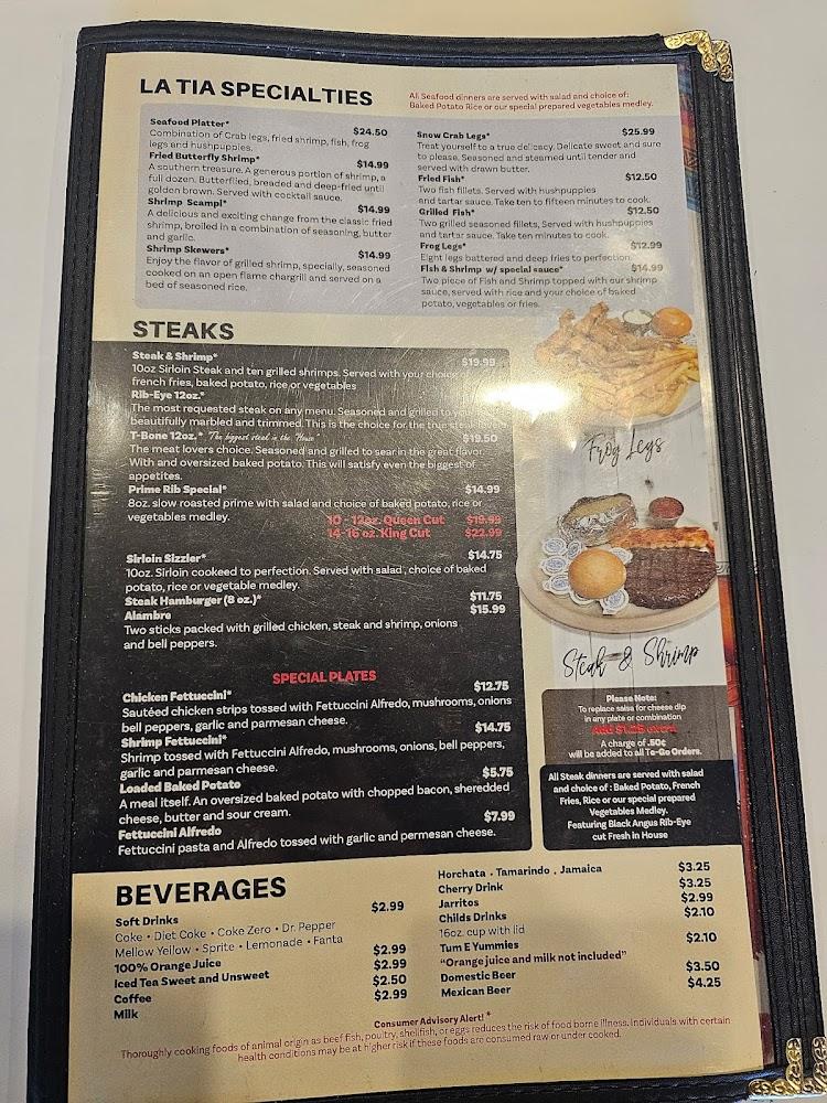 La Tia Mexican Restaurant Menu image 3